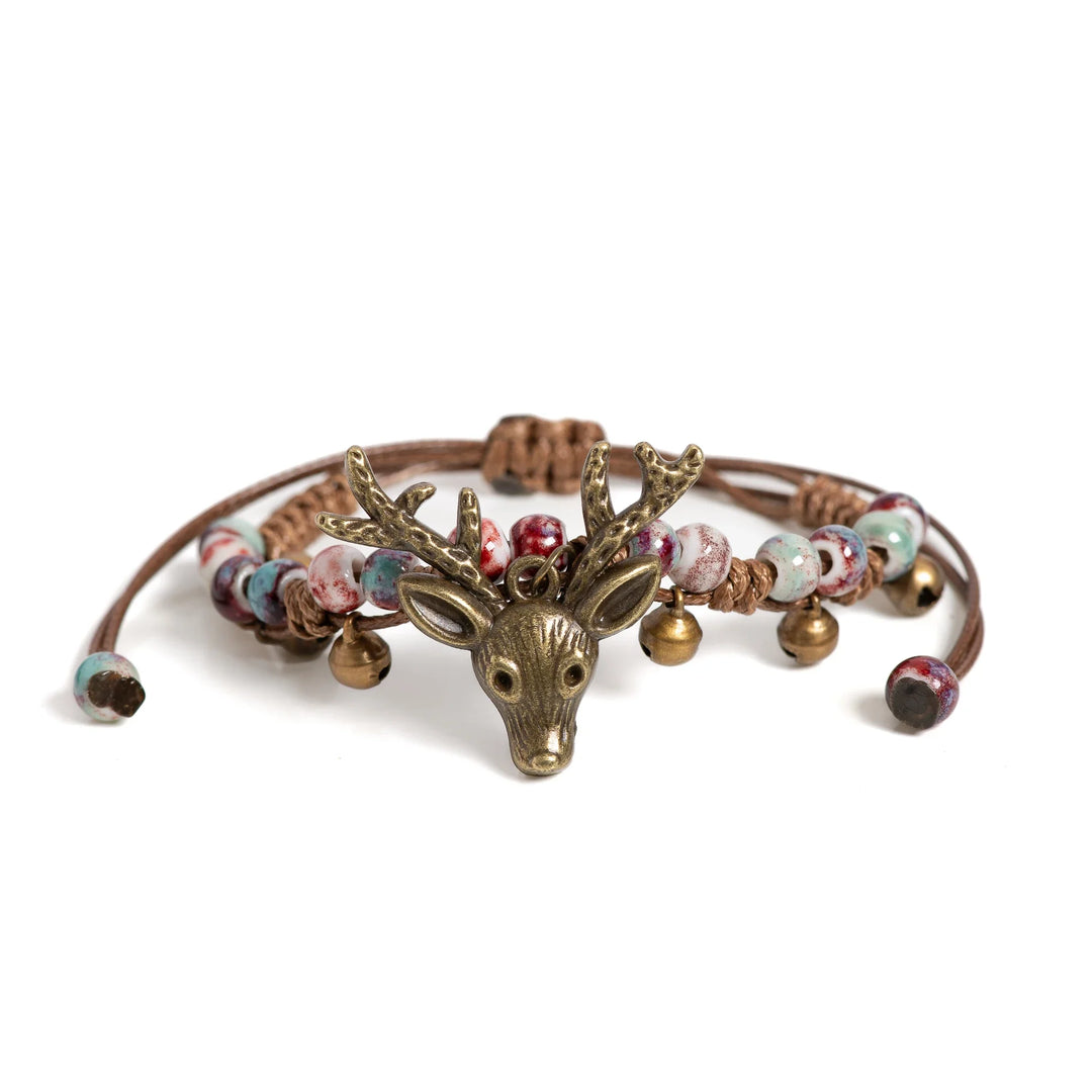 Bracelet en céramique fait main avec pendentif en forme de faon