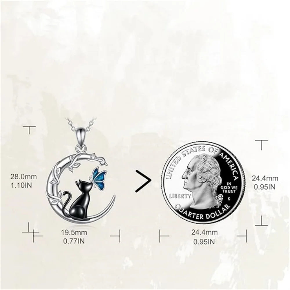 Collier Pendentif en Cristal de Lune et Papillon