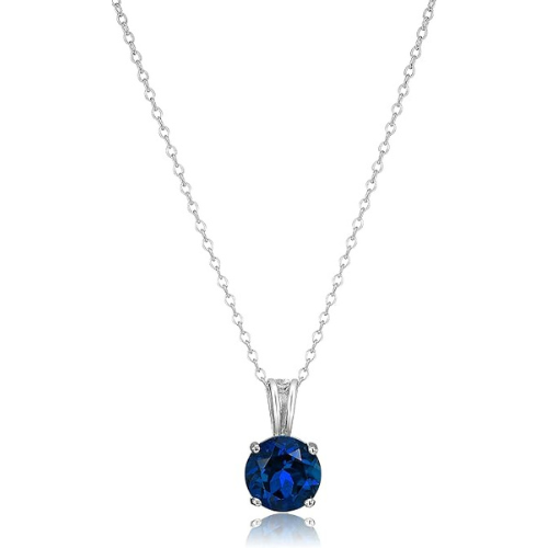 Collier en Saphir Taille Ronde | Or Blanc