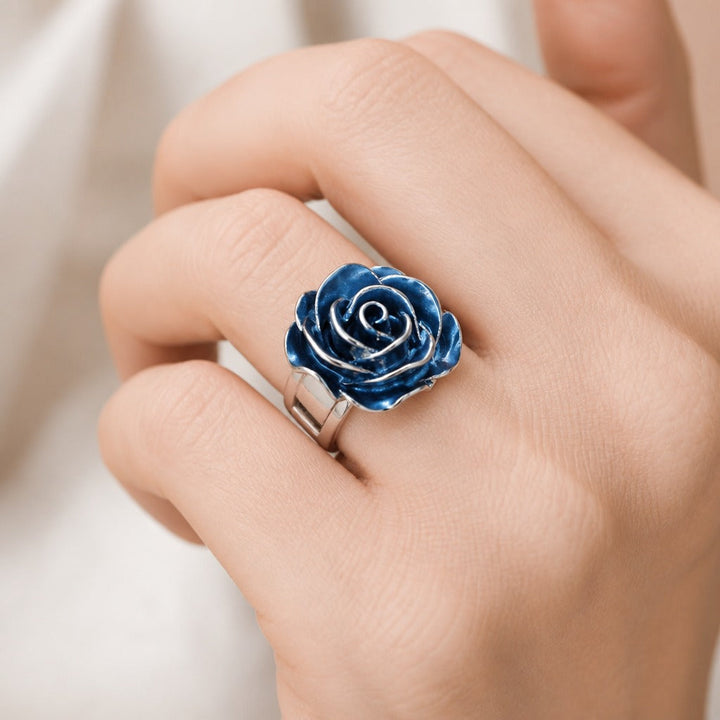 Bague en Argent Fleurie Bleue