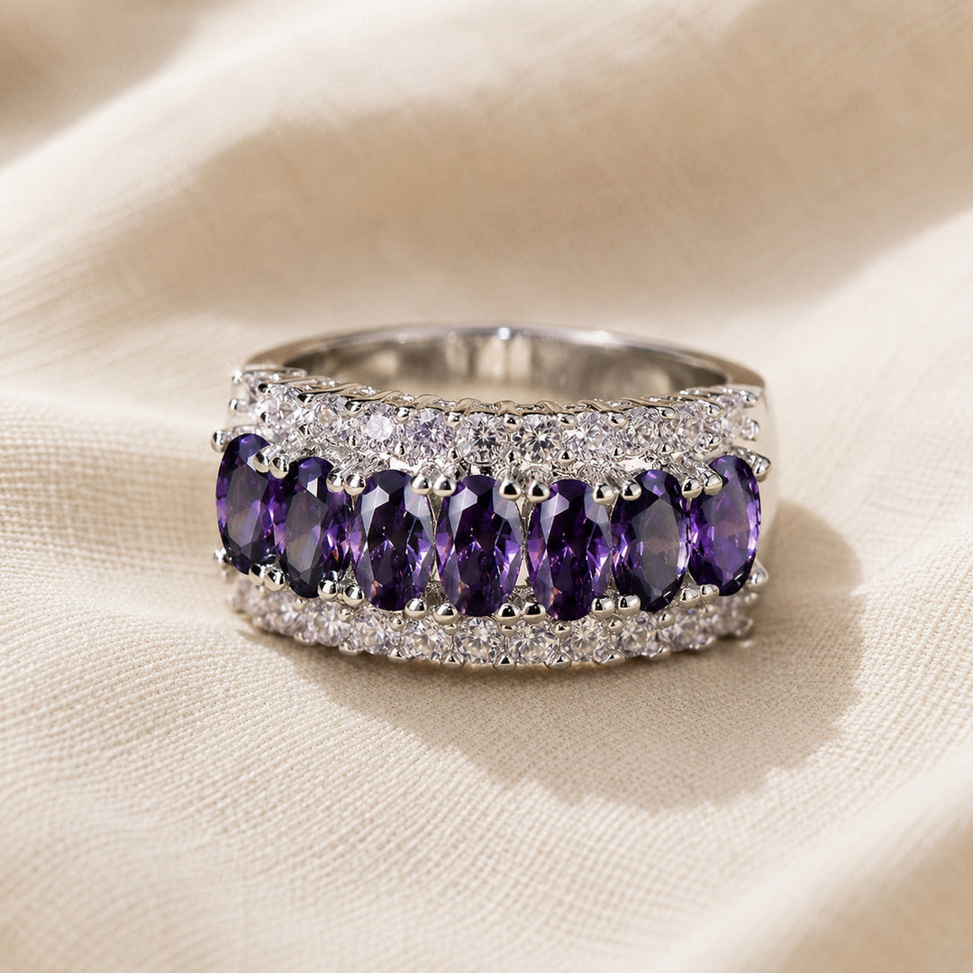 Bague Bohémienne en Améthyste et Zircon Cubique