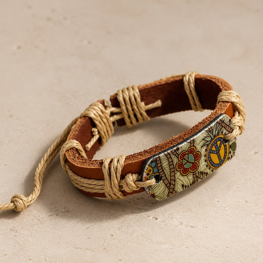 Bracelet Bohémien en Corde de Chanvre Tressée