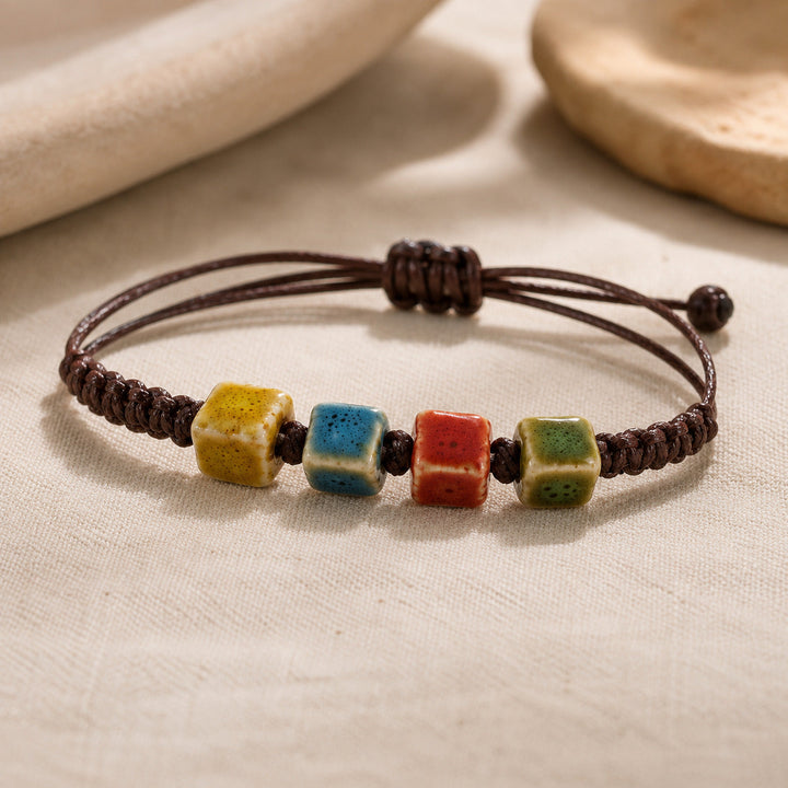 Bracelet en perles de jade œil de tigre bohème