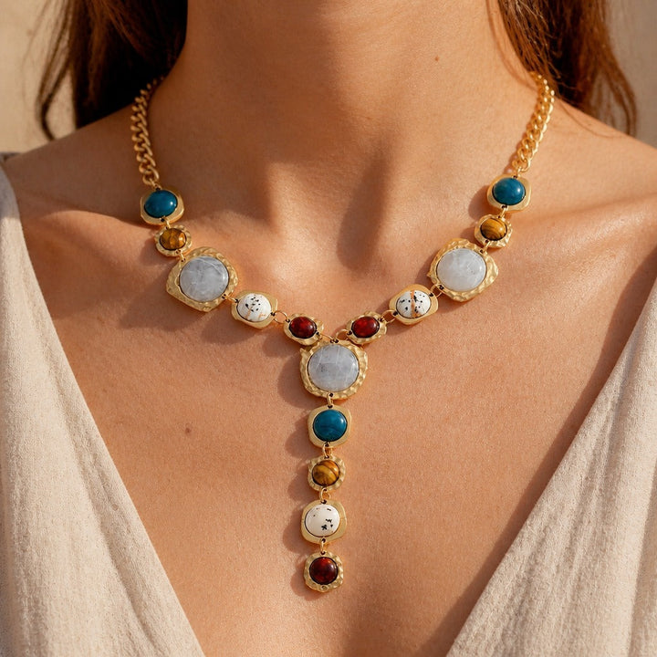 Collier Boho en Pierre Géométrique