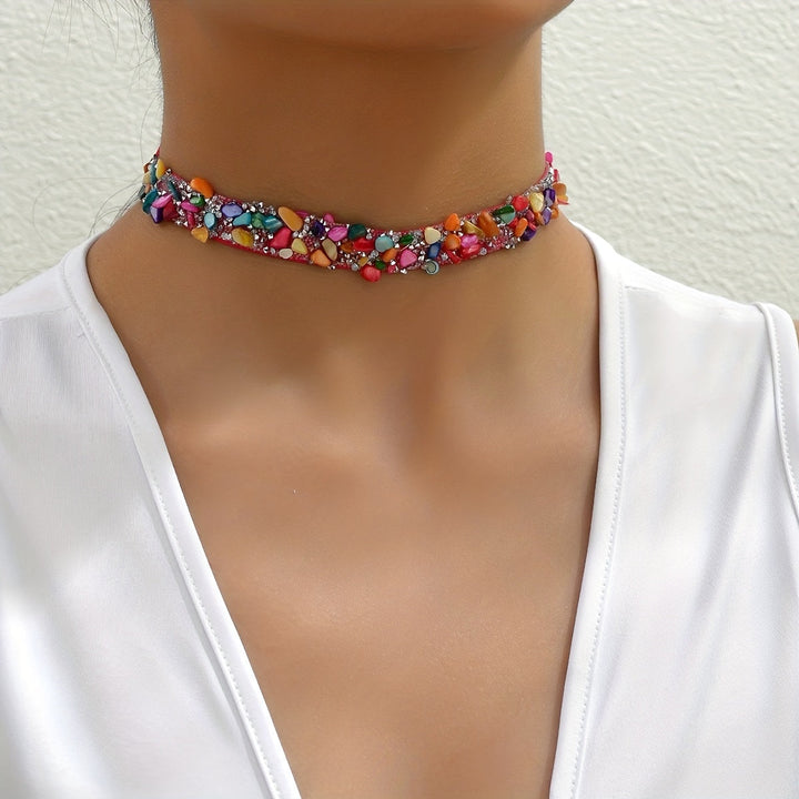 Collier Choker en Pierre Écrasée Bohème
