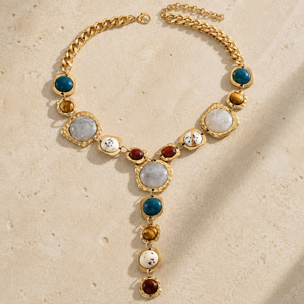 Collier Boho en Pierre Géométrique