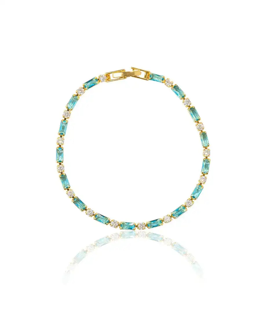 Bracelet en Zircon Doré et Turquoise