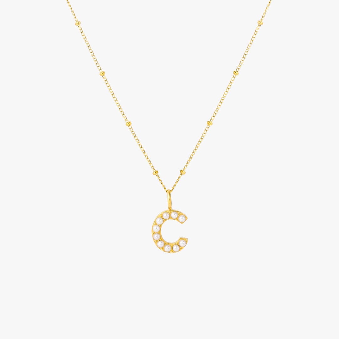 Collier Pendentif Initial en Perles