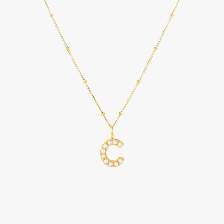 Collier Pendentif Initial en Perles