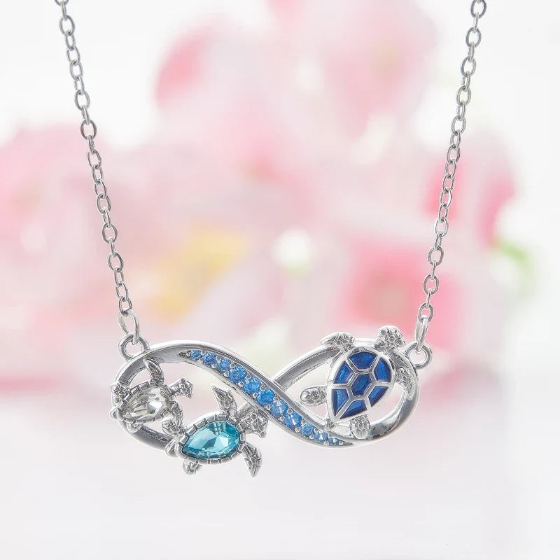 Collier Infini Tortue avec Cristaux Brillants