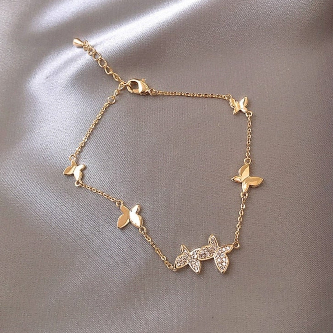 Bracelet Papillon Ajustable en Or avec Zirconia