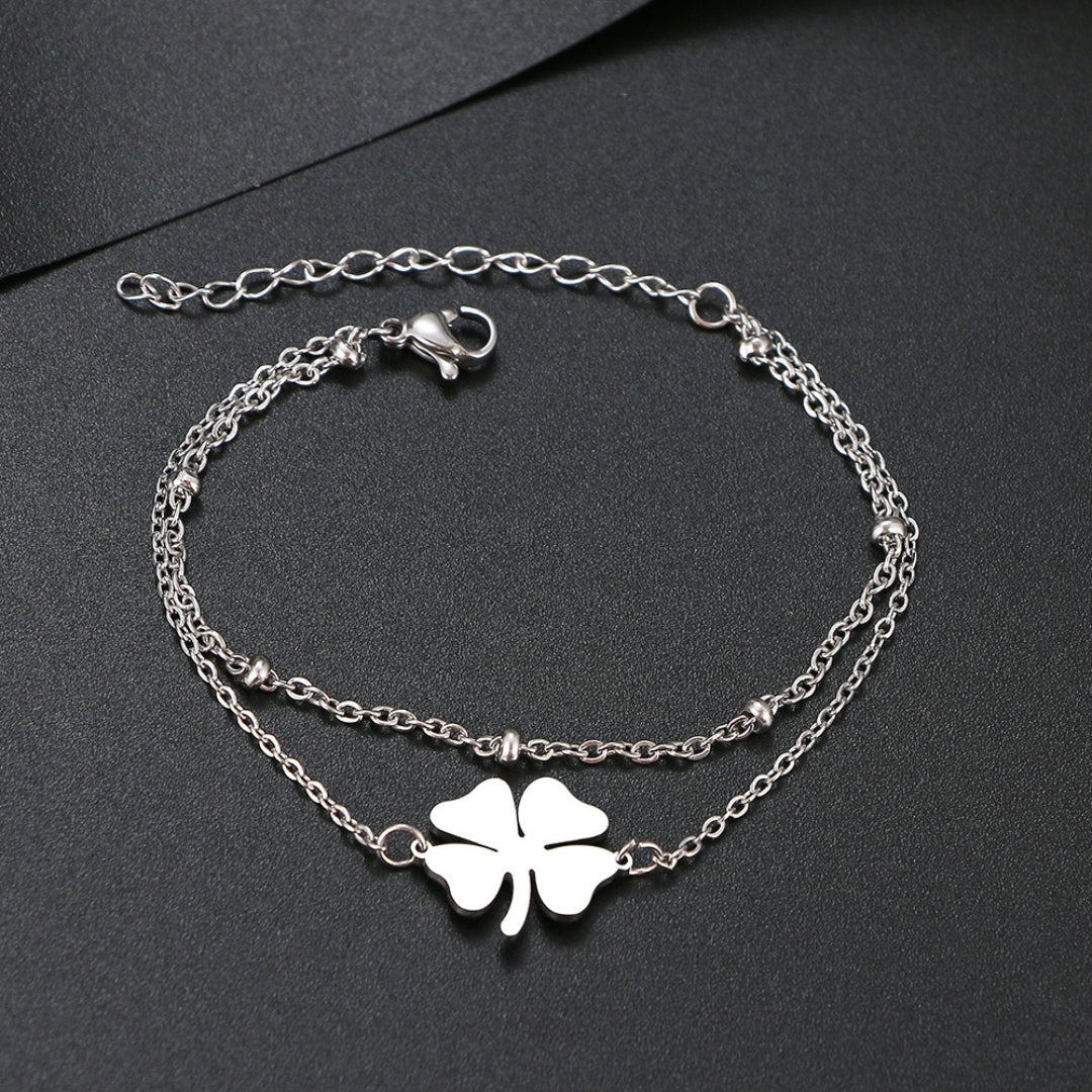 Bracelet en Or et Argent Trèfle