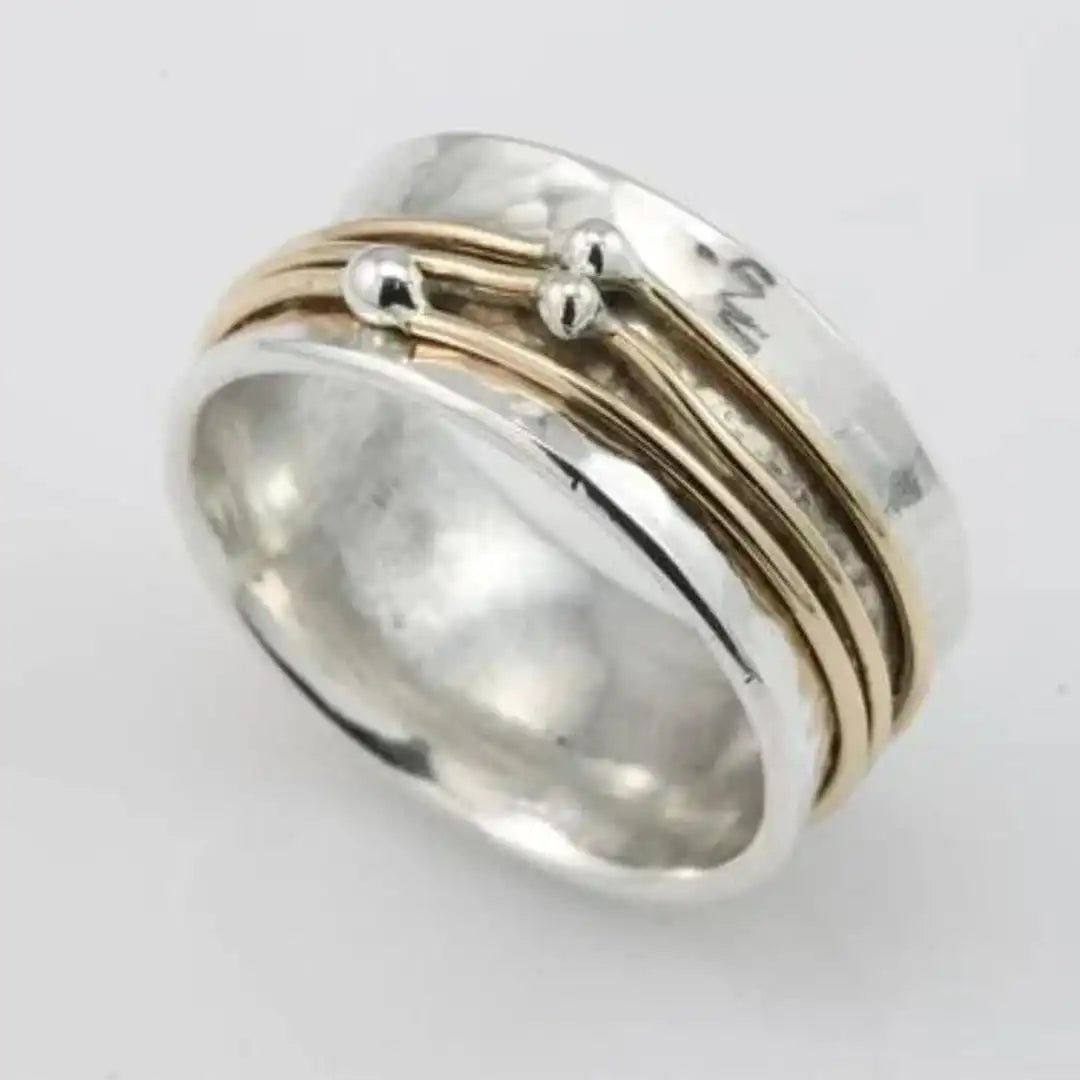 Bague Vintage Superposée en Argent et Or