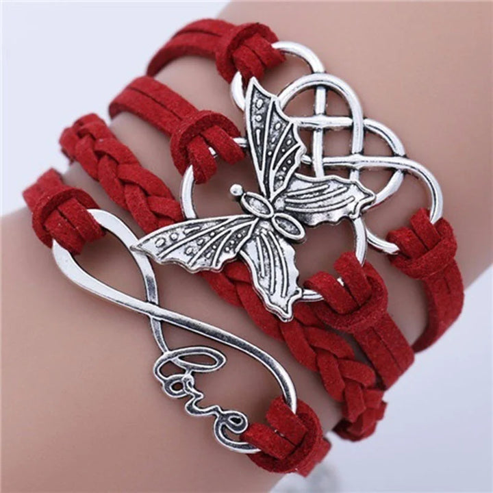Bracelet en Cuir Vintage Papillon Amour