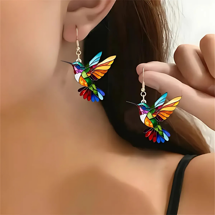 Collier Magnifique Colibri avec Boucles d&