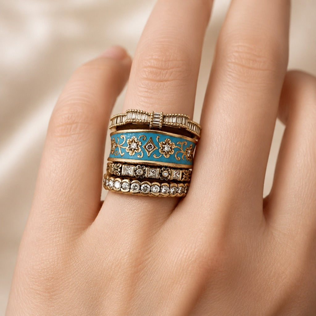 Ensemble de Bagues en Zircon cubique Sculpté