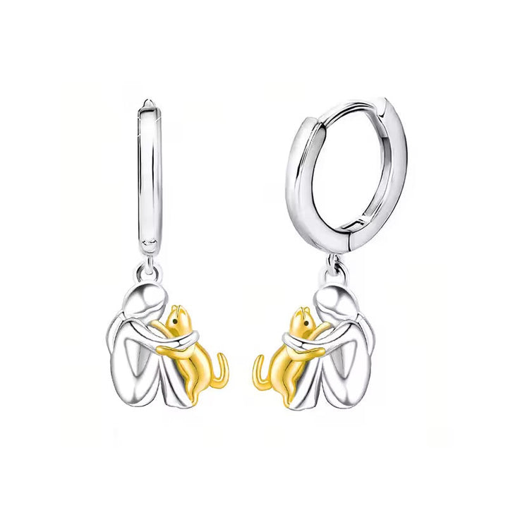 Pendentif Chat en Étreinte avec Boucles d&