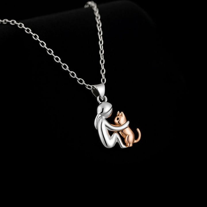 Pendentif Chat en Étreinte avec Boucles d&