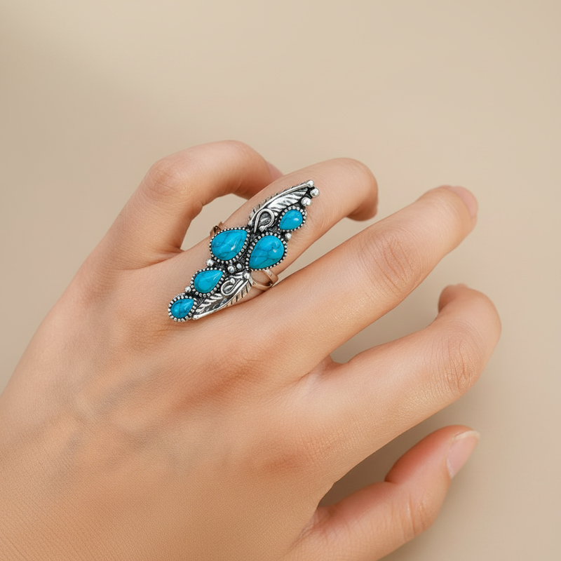 Bague Affirmation Plume en Turquoise