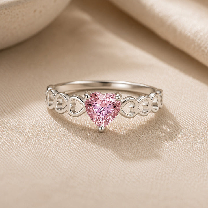 Bague en Or Blanc avec Zirconia en Forme de Cœur Rosalie