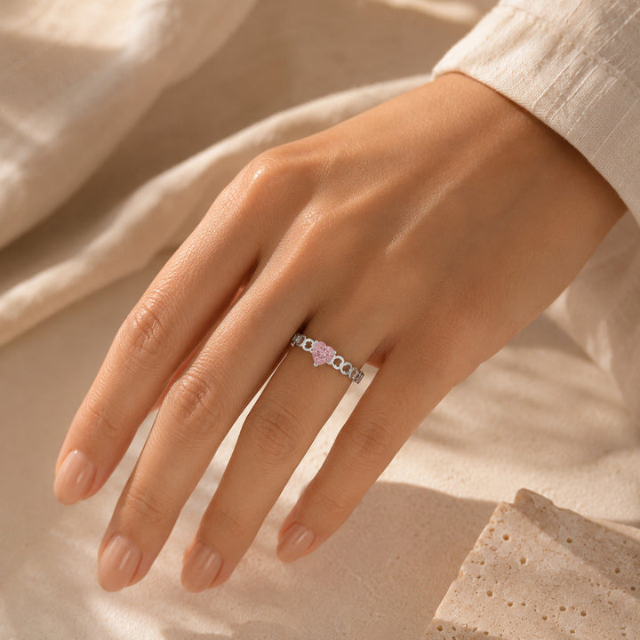 Bague en Or Blanc avec Zirconia en Forme de Cœur Rosalie