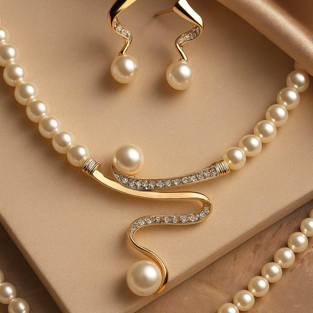 Ensemble de collier en serpentine avec perles de déclaration