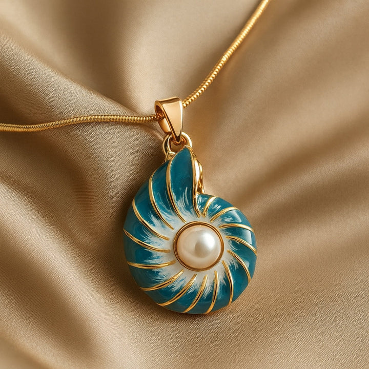 Collier en Coquillage Bleu Pailleté
