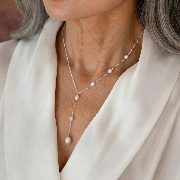 Cascading Pearl Lariat Necklace