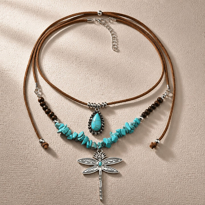Pendentif en Pierre Écrasée Libellule pour Collier