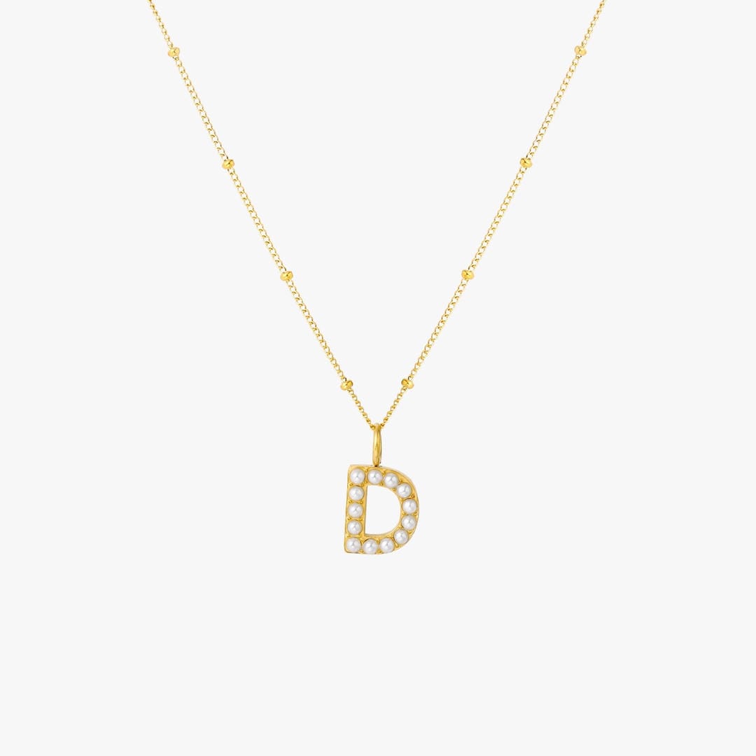 Collier Pendentif Initial en Perles