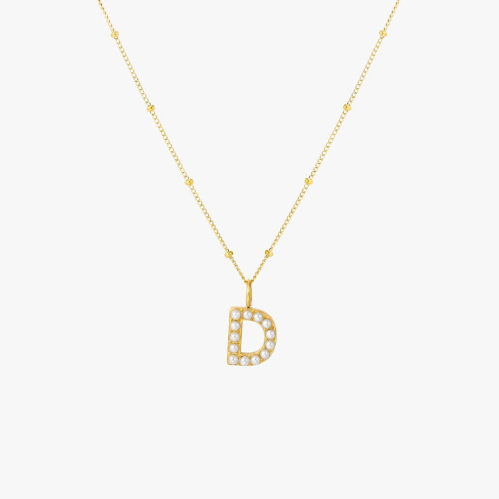Collier Pendentif Initial en Perles