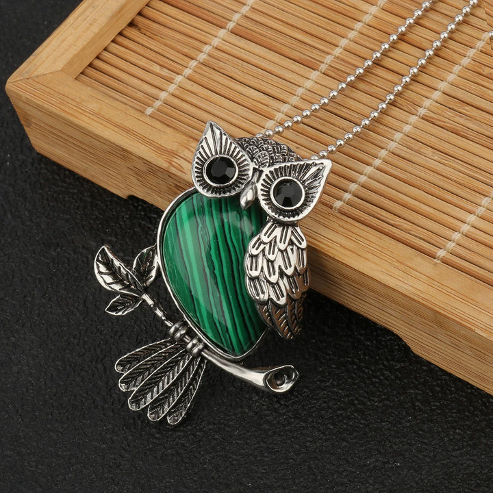 Pendentif en cristal de chouette sage