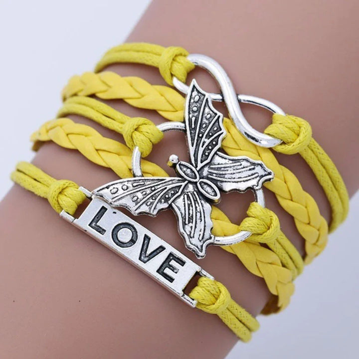 Bracelet en Cuir Vintage Papillon Amour