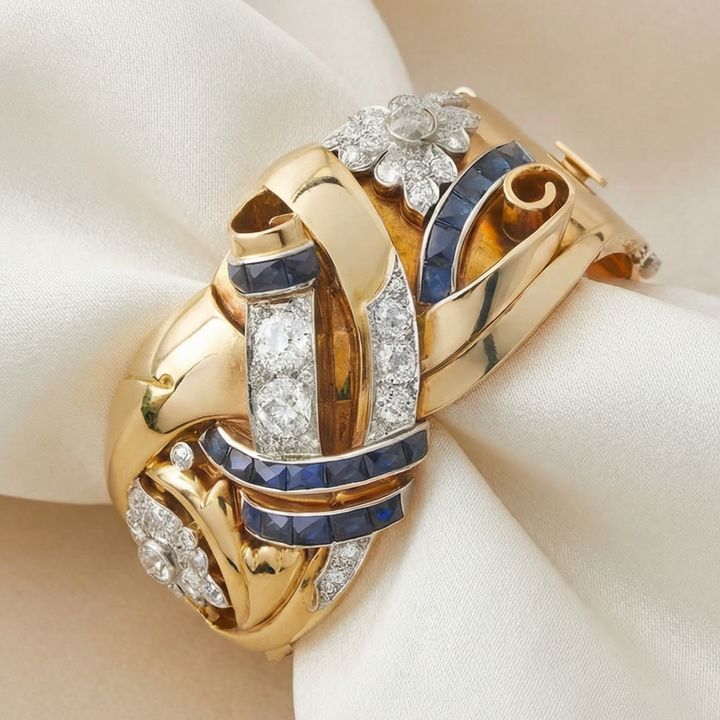 Bague Vintage en Or et Zirconium Bleu