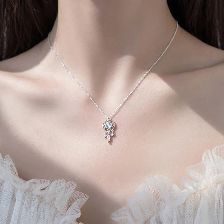 Pendentif Collier Attrape-Rêves en Argent et Pierre de Lune