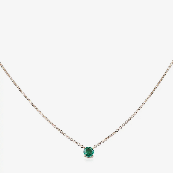 Round Emerald Solitaire Necklace
