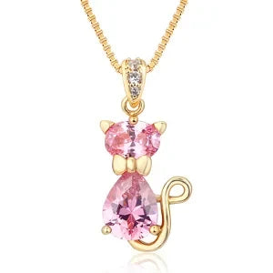 Collier Pendentif en Cristal Chat