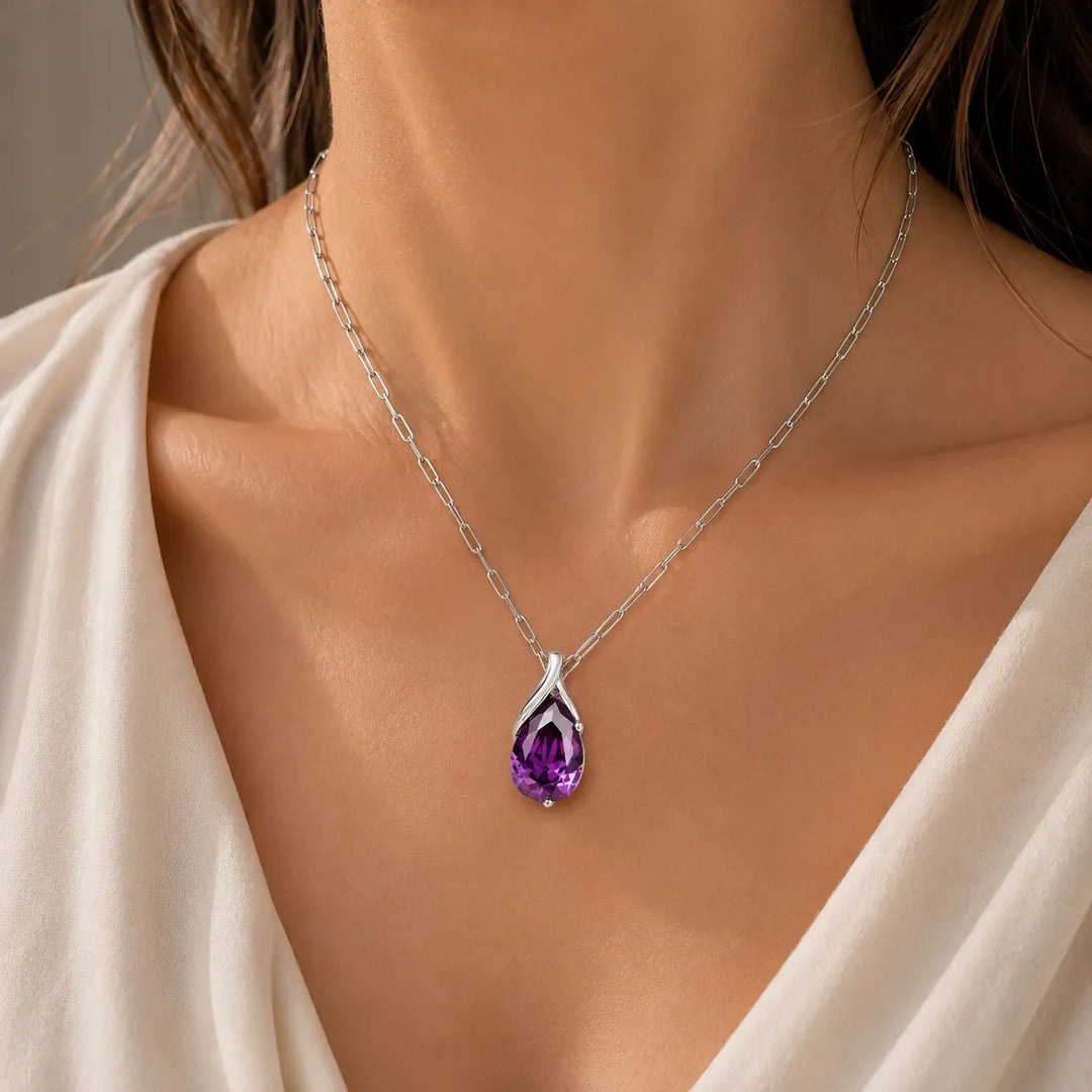 Collier Pendentif en Goutte Facettée