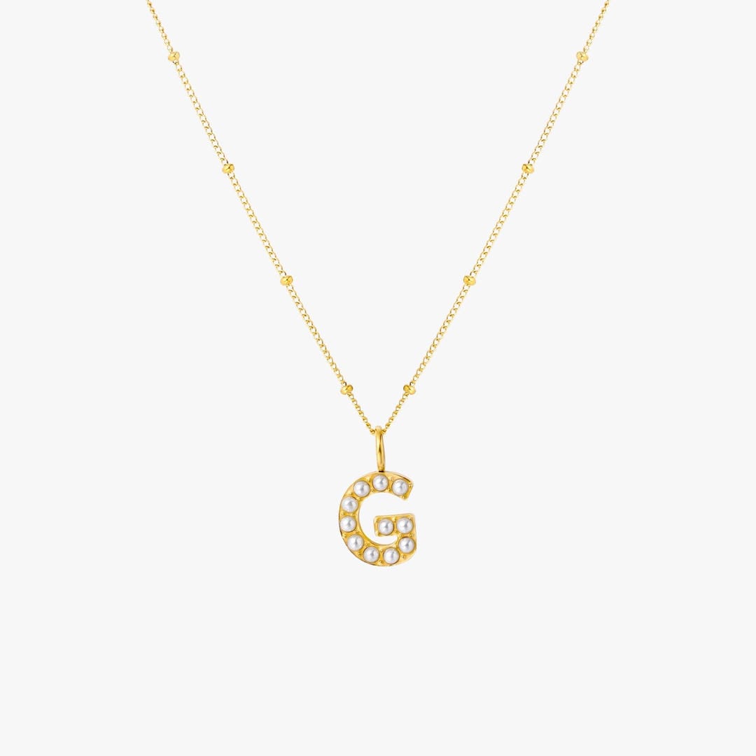 Collier Pendentif Initial en Perles