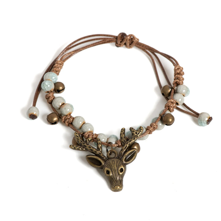 Bracelet en céramique fait main avec pendentif en forme de faon