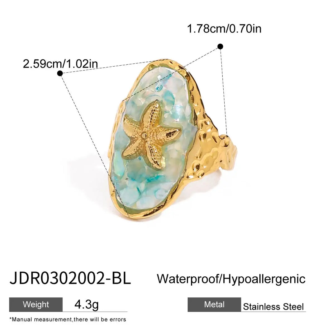 Bague Énonciation Coquillage Étoile de Mer