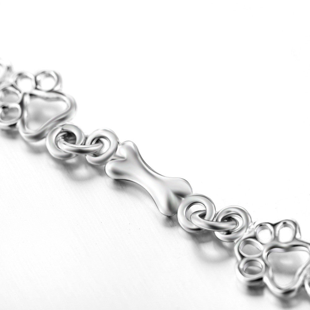 Bracelet en Édition Limitée avec Charms en Argent Massif en Forme de Patte de Chien et d&