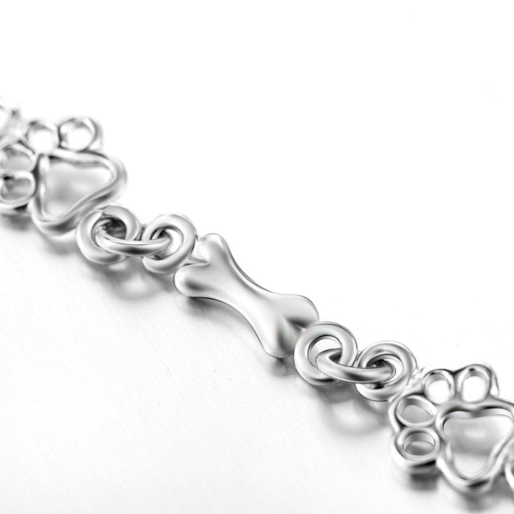 Bracelet en Édition Limitée avec Charms en Argent Massif en Forme de Patte de Chien et d&