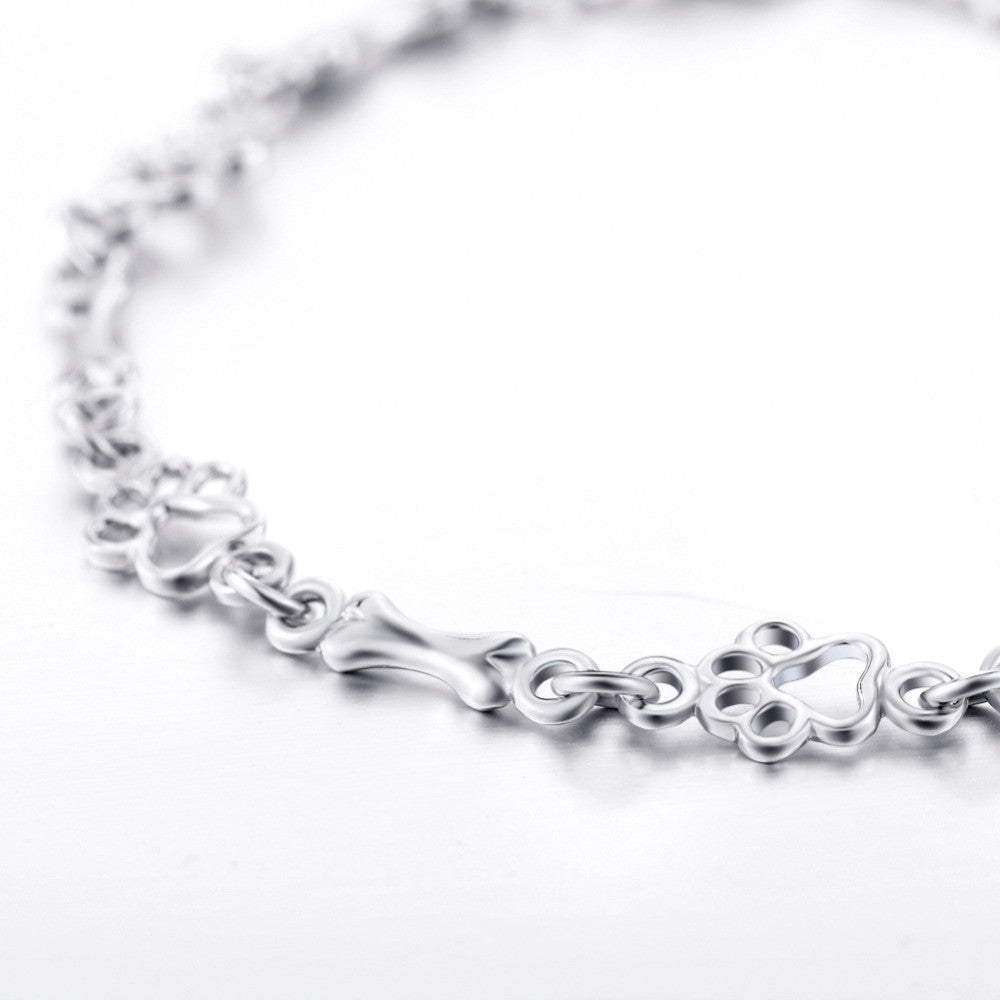 Bracelet en Édition Limitée avec Charms en Argent Massif en Forme de Patte de Chien et d&