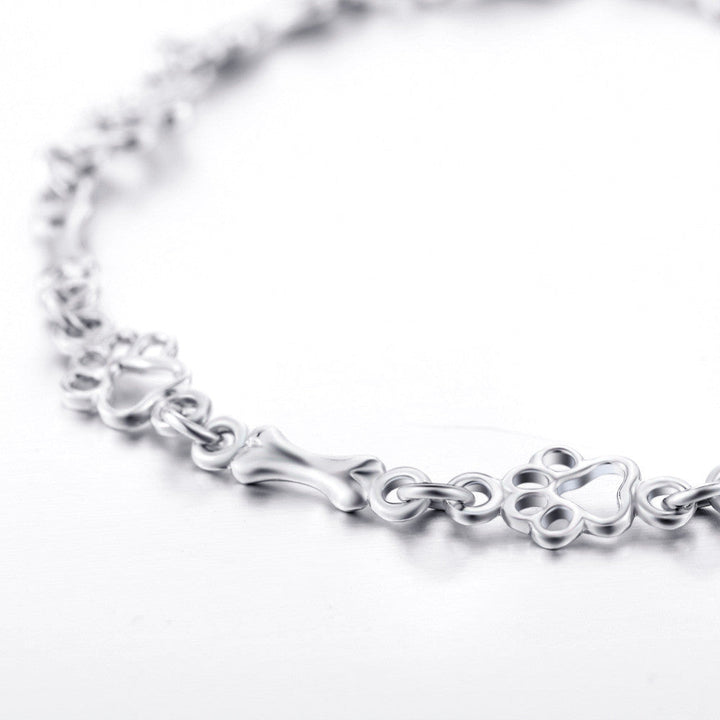 Bracelet en Édition Limitée avec Charms en Argent Massif en Forme de Patte de Chien et d&