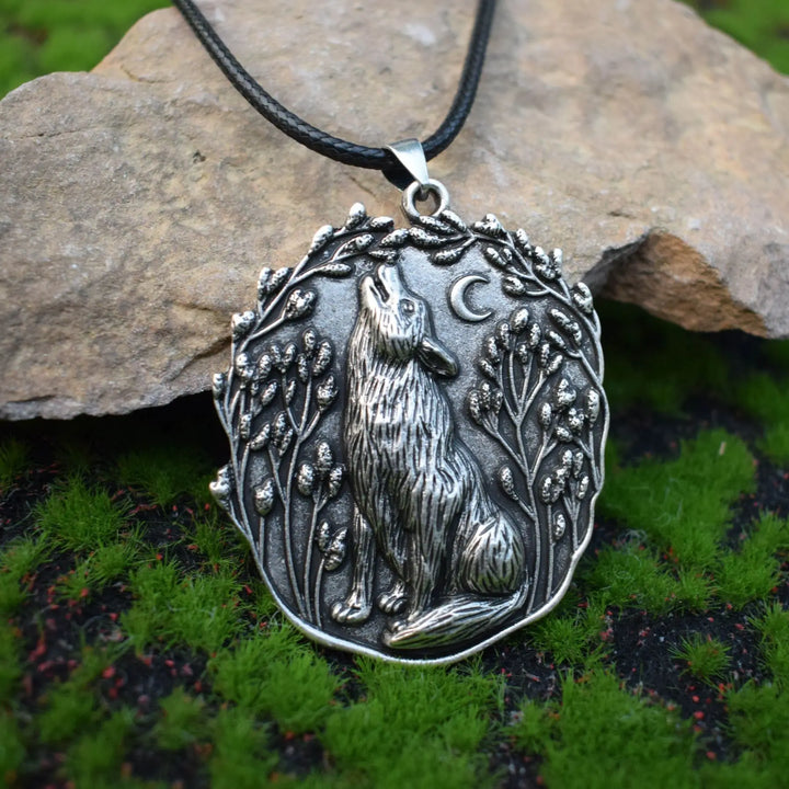 Pendentif Loup Lune - Collier Esprit Animal