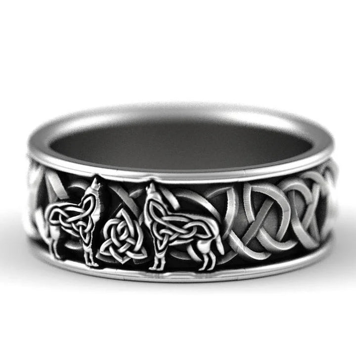 Bague Viking en forme de loup, pièce statement