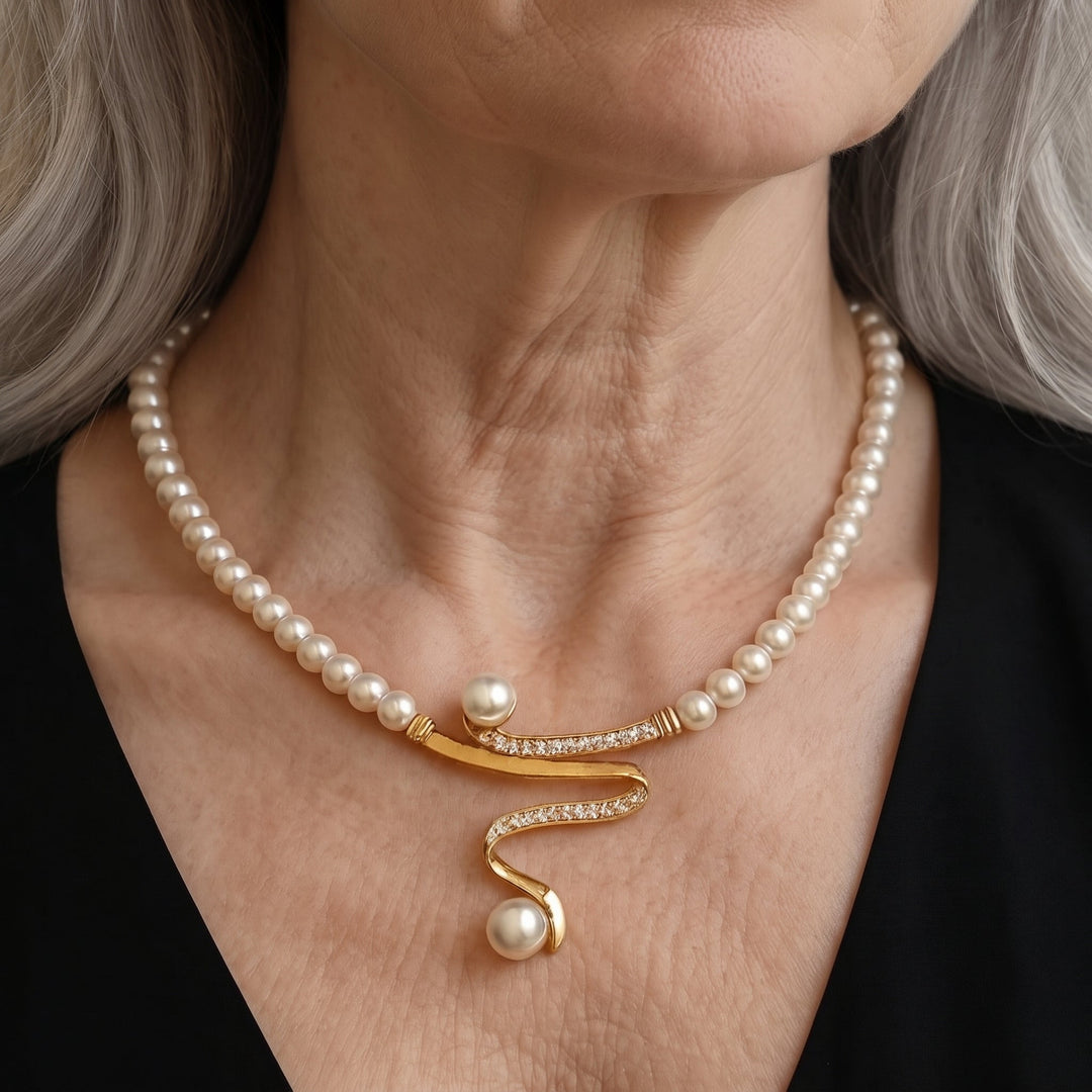 Elegant Wave Pearl Jewellery Set
