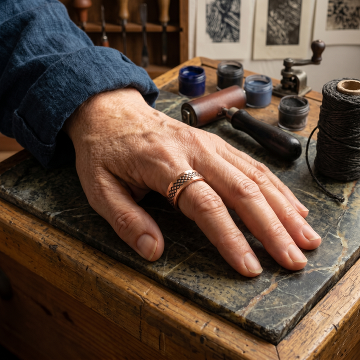 Bague en cuivre tressé