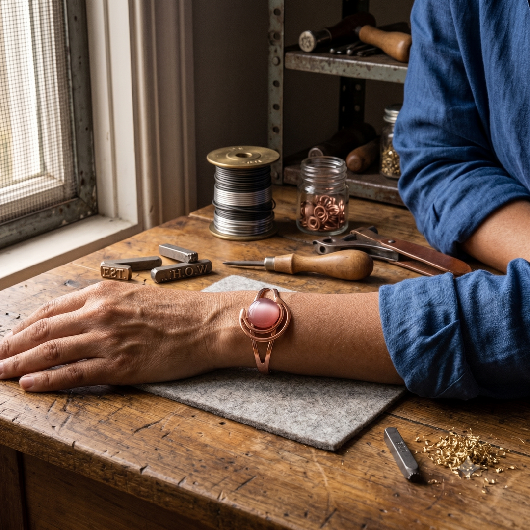 Bracelet en cuivre avec grenat